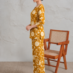 Elegant Mustard Printed Cotton Co-Ord Set