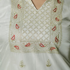 white panchrangi organza suit set for women
