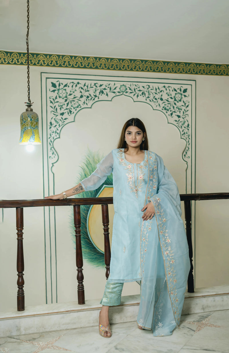 wedding wear organza suit set for women
