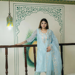 wedding wear organza suit set for women
