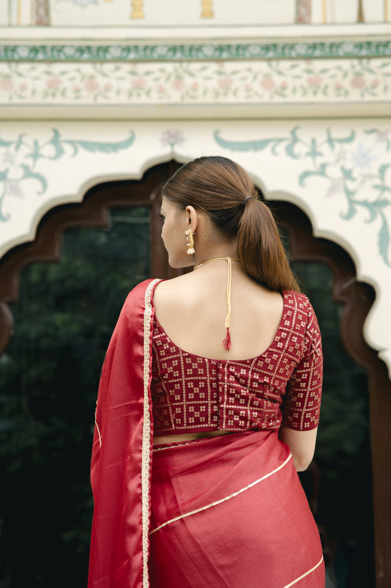 gota patti style satin silk saree for women
