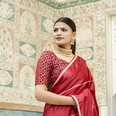 festive maroon saree with designer blouse
