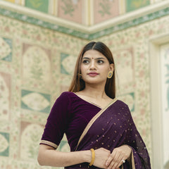 festive georgette saree violet color
