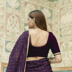 party wear purple saree with blouse
