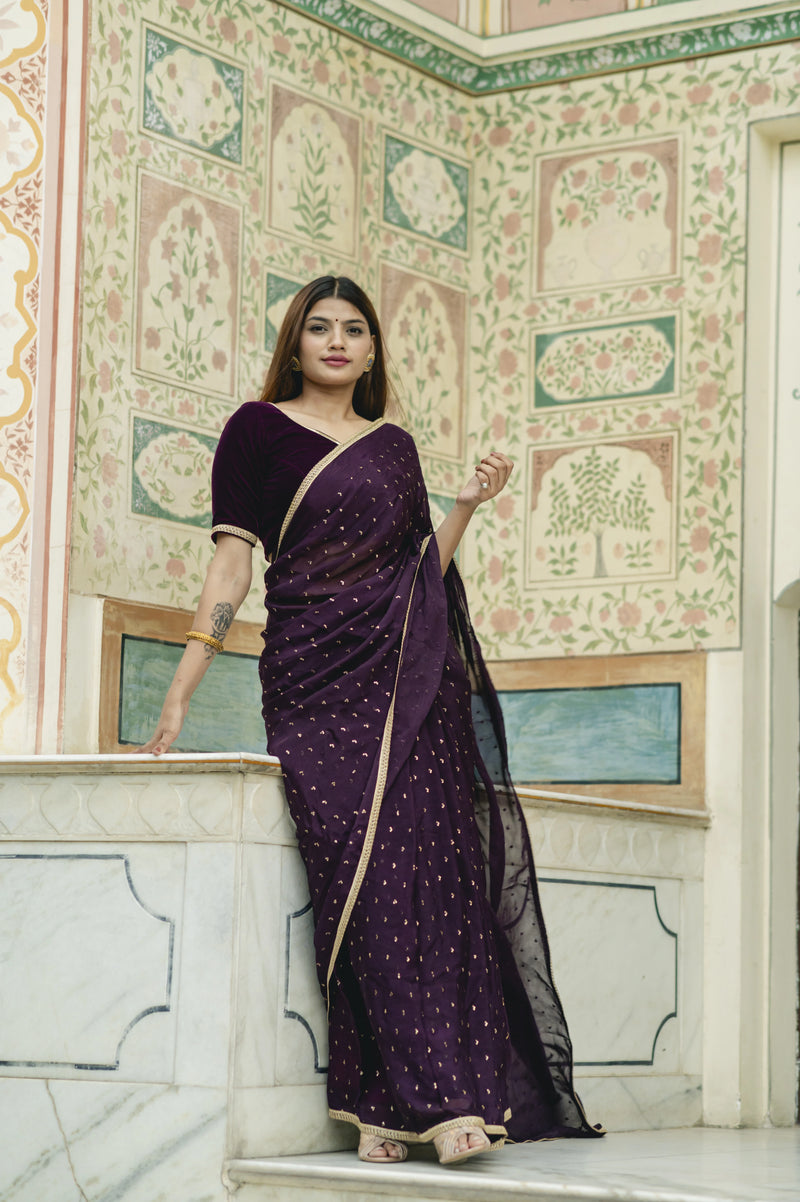 designer sequin saree lightweight drape
