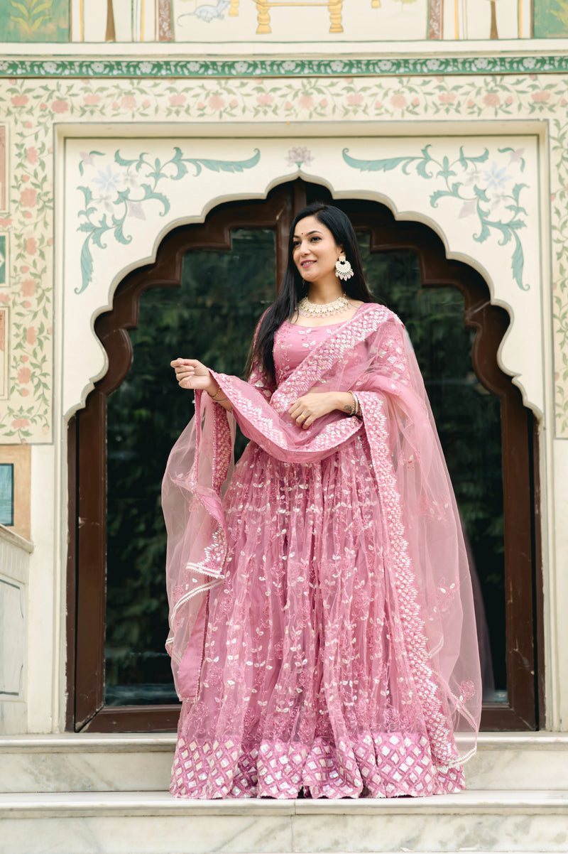 heavy flair sangeet lehenga outfit
