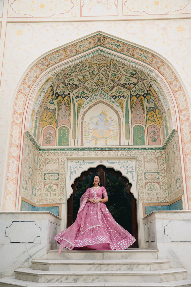 embroidered festive lehenga choli pink
