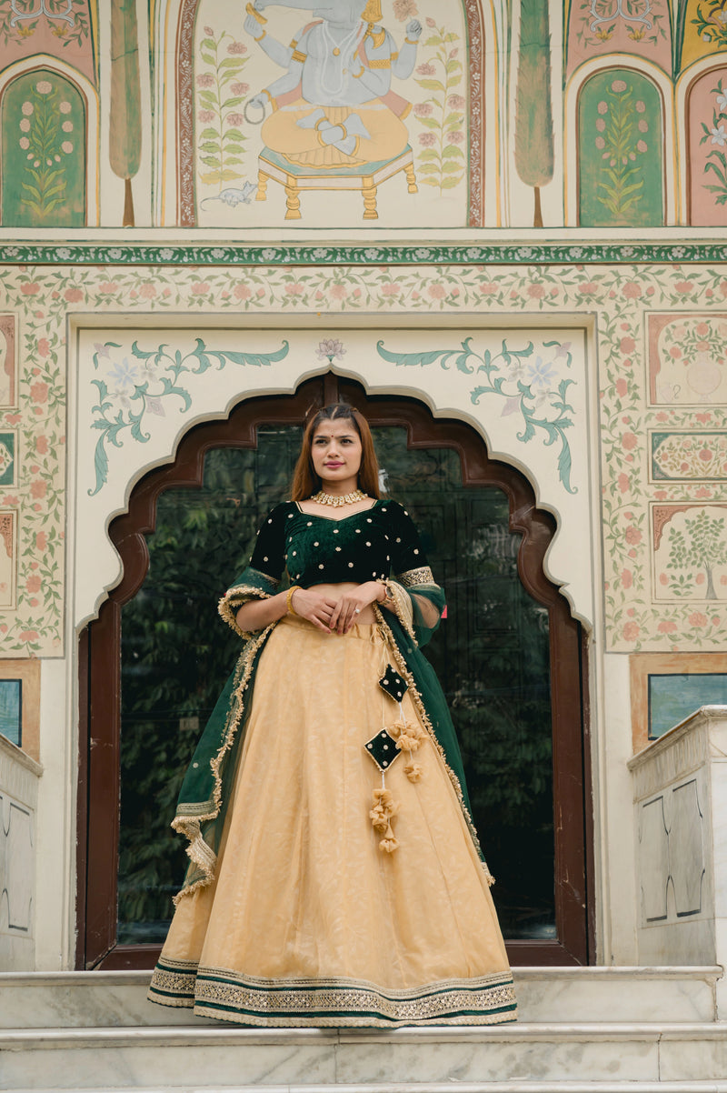 Golden tissue lehenga set
