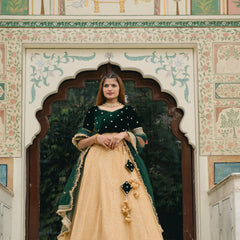 Golden tissue lehenga set
