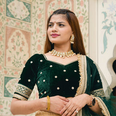 Designer Indian lehenga choli look
