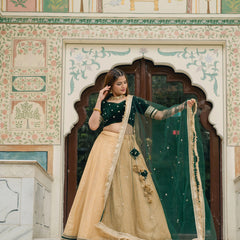 Reception wear gold ethnic lehenga
