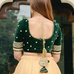 Festive lehenga with net dupatta
