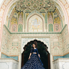Traditional blue bridal style lehenga
