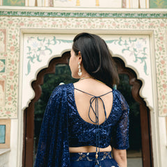 Navy blue sequin lehenga set
