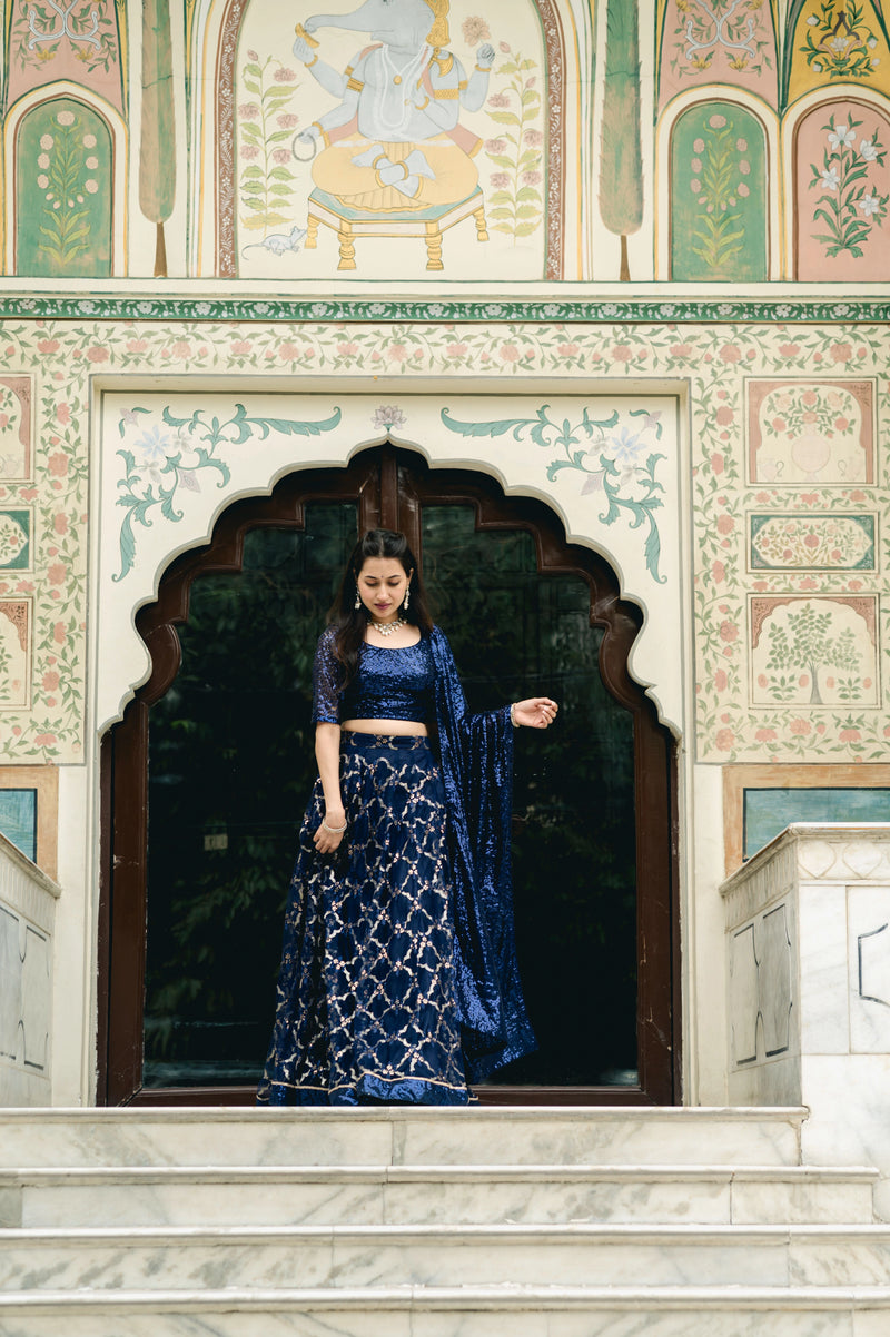Wedding wear blue lehenga choli
