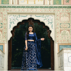 Wedding wear blue lehenga choli
