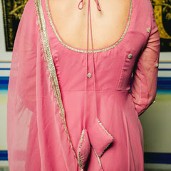 Women party wear pink Anarkali dress
