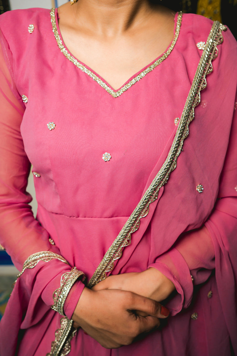 Traditional georgette Anarkali outfit India
