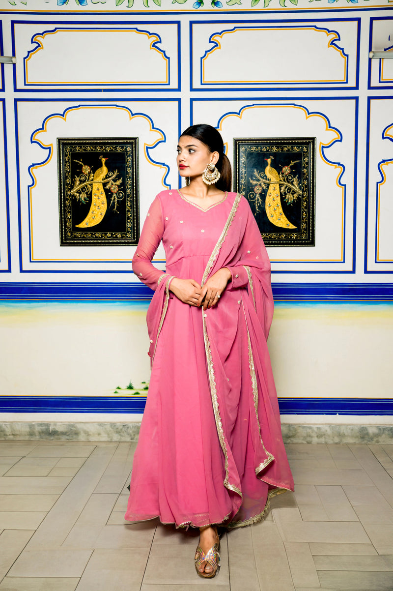 Wedding wear hot pink ethnic suit set

