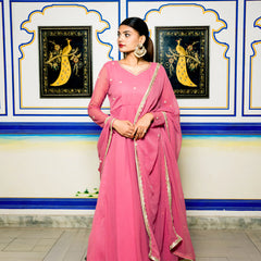Wedding wear hot pink ethnic suit set
