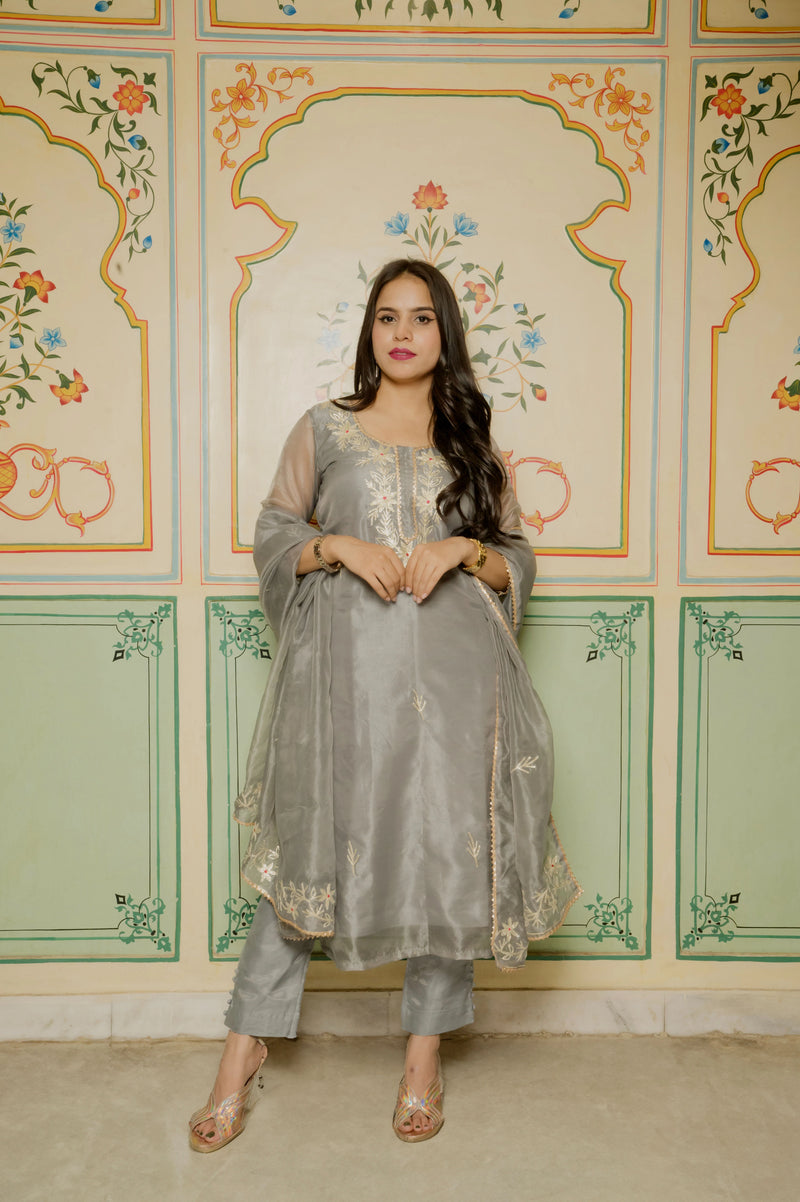 Grey gota work salwar suit