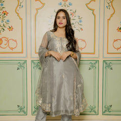 Grey gota work salwar suit