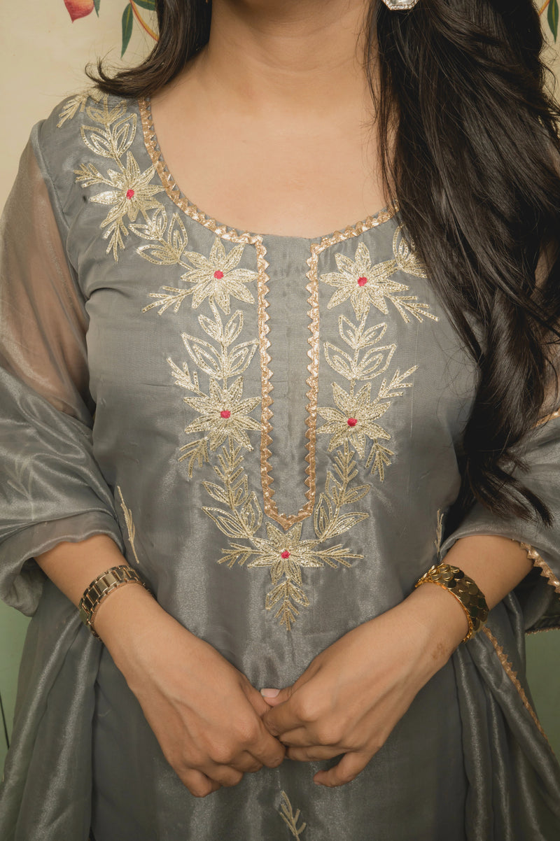 Elegant grey festive suit