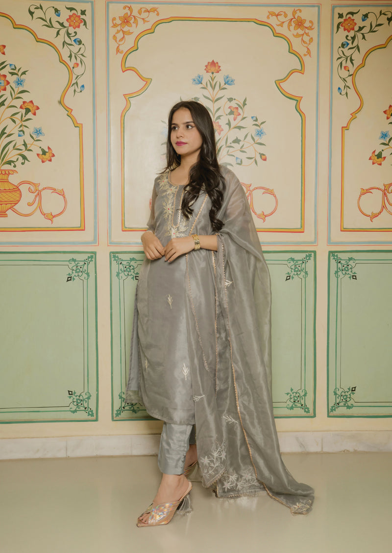 Elegant grey festive suit
