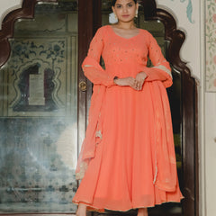 Orange ethnic Anarkali outfit