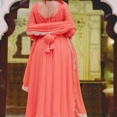 Orange georgette Anarkali suit