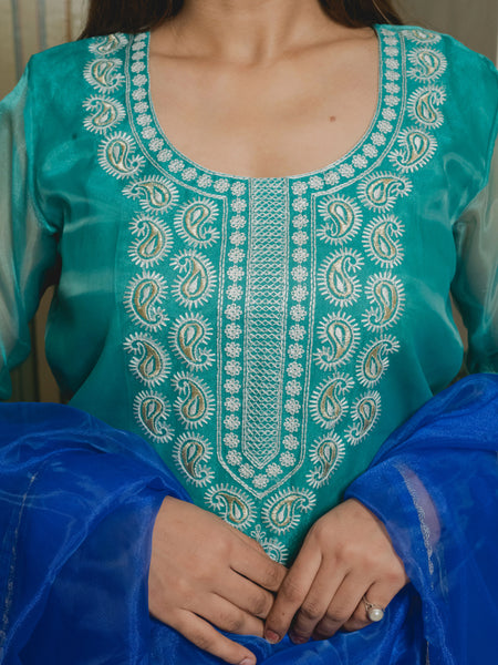Ramagreen Brocade Pant Suit Set close view
