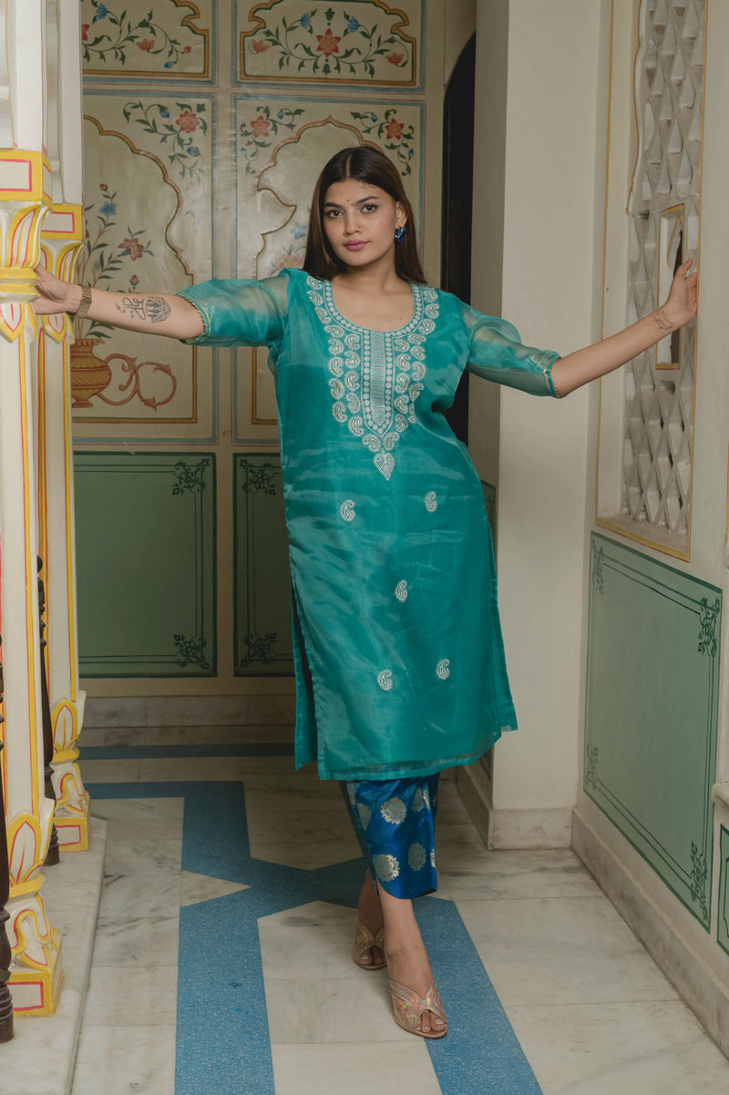 Ramagreen Brocade Pant Suit Set
