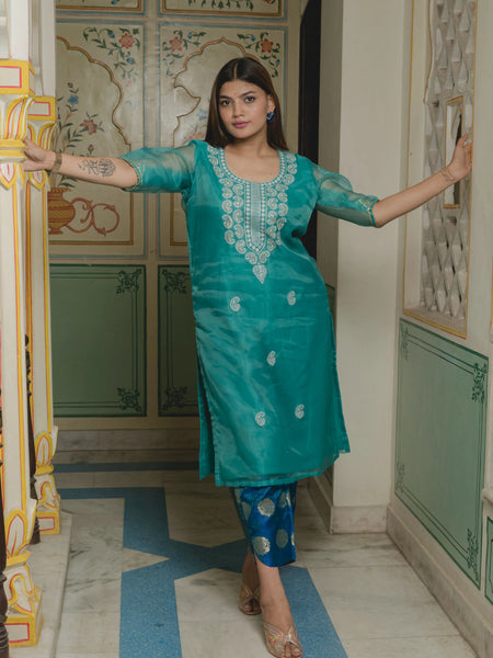 Ramagreen Brocade Pant Suit Set

