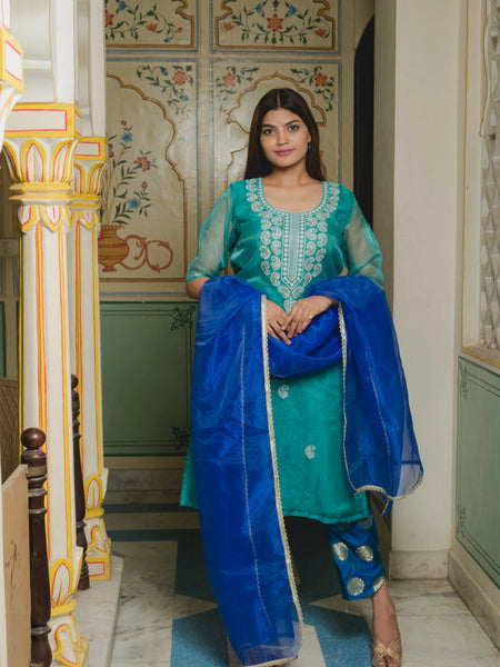 Ramagreen Brocade Pant Suit Set front view
