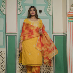 Yellow Tie And Dye Suit Set Front View
