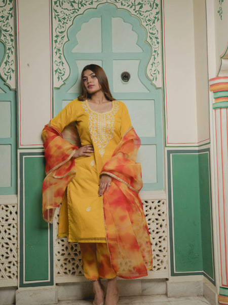 Yellow Tie And Dye Suit Set
