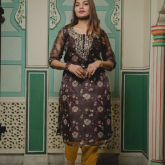 Brown And Golden With Floral
