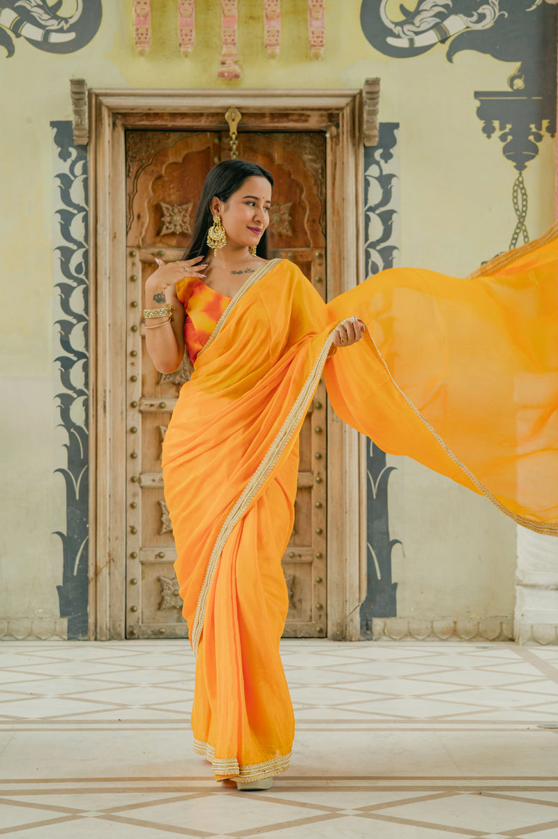 Lightweight yellow saree for summer
