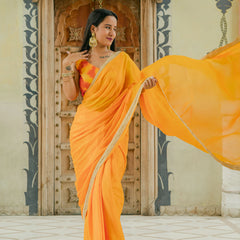 Lightweight yellow saree for summer
