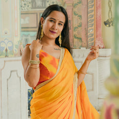 Traditional yellow saree with border

