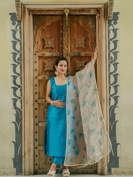 Elegant blue party wear suit set
