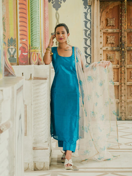 Elegant blue party wear suit set
