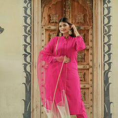 Elegant pink ethnic suit with double shade dupatta
