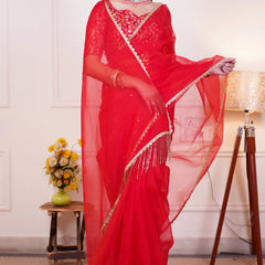 Indian wedding saree with Banarasi silk blouse
