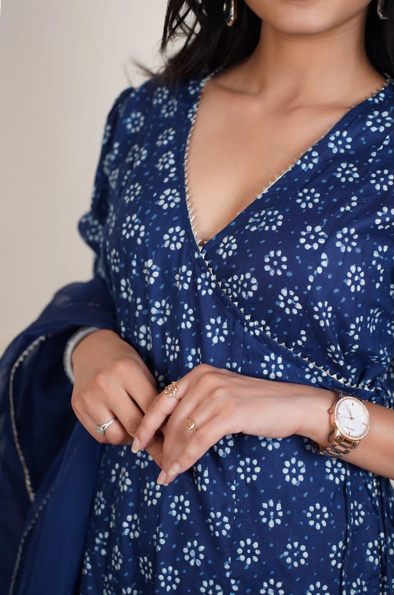 Blue cotton ethnic suit for women
