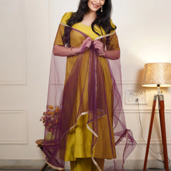 Wedding wear mehendi green Anarkali dress
