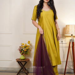 Elegant Roman silk Anarkali suit for women
