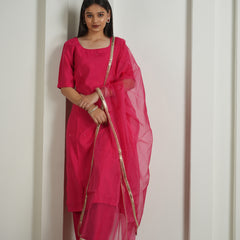 Ethereal Pink Roman Silk Suit Set