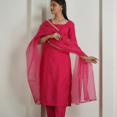 Ethereal Pink Roman Silk Suit Set