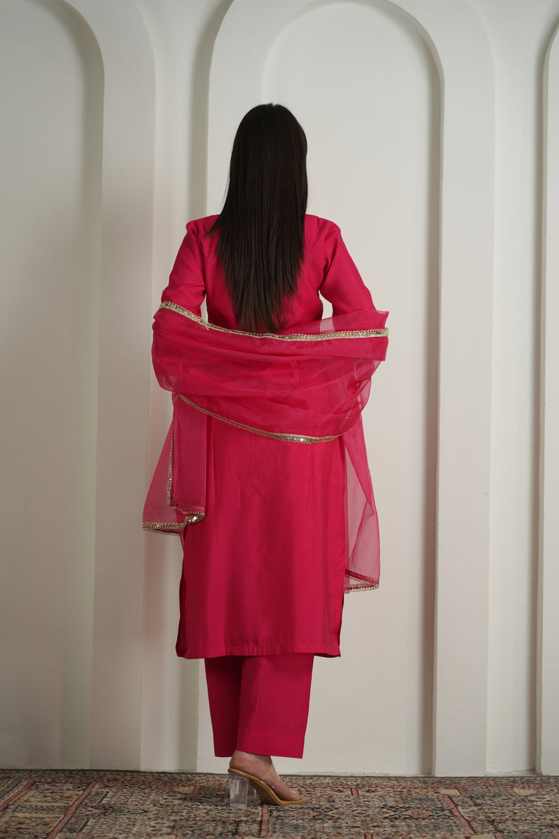 Ethereal Pink Roman Silk Suit Set